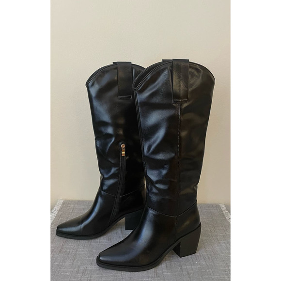 TORGEIS New York Womens Size 7 Arizona Knee High Faux Leather Black Boots